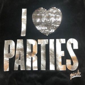 “I Love Parties” by PINK Velour Black Sweatshirt